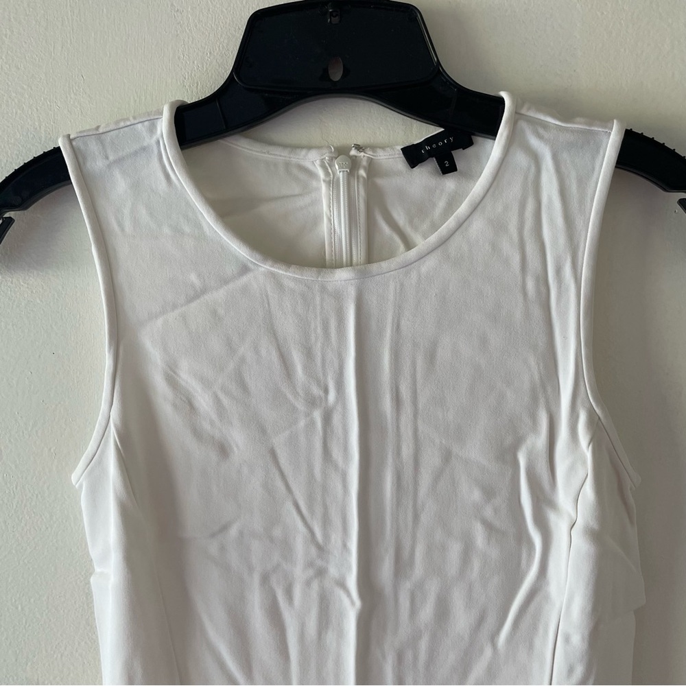 Theory White Stretch Sleeveless Fit & Flare Mini Dress 1709 - Picture 4 of 11